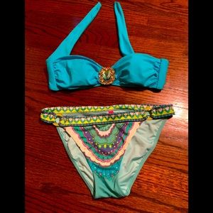 Victoria’s Secret turquoise jeweled bathing bikini